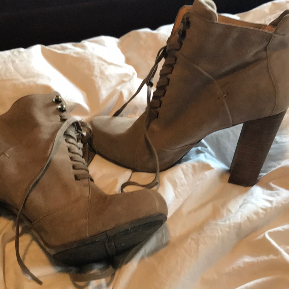 Lace up suede booties